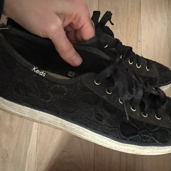 Black Lace KEDS Shoes Size 9 - Picture 2 of 3
